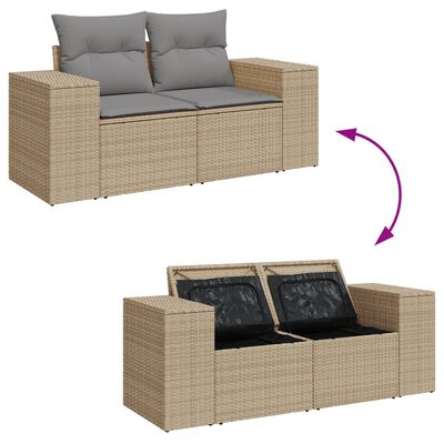 vidaXL Divano da Giardino con Cuscini a 2 Posti Beige in Polyrattan