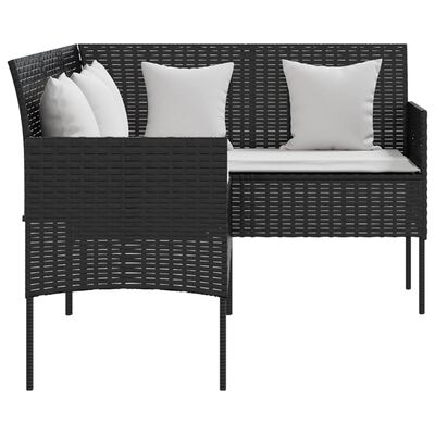 vidaXL Set Divano a L con Cuscini 5 pz Nero in Polyrattan