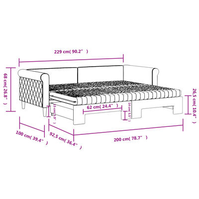 vidaXL Divano Letto Estraibile Materassi Grigio Scuro 90x200cm Velluto