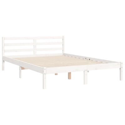 vidaXL Giroletto con Testiera Bianco Small Double Legno Massello