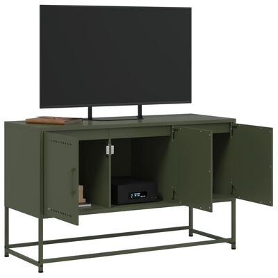 vidaXL Mobile TV Verde Oliva 100,5x39x60,5 cm in Acciaio