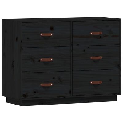 vidaXL Credenza Nera 100x40x75 cm in Legno Massello di Pino