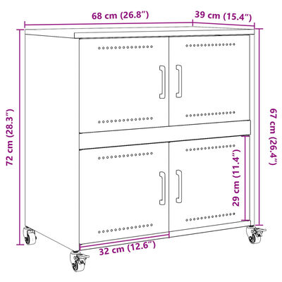 vidaXL Credenza Nera 68x39x72 cm in Acciaio