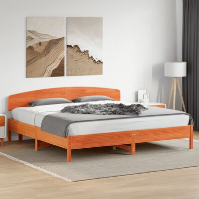 vidaXL Giroletto senza Materasso Marrone Cera 200x200 cm Legno di Pino