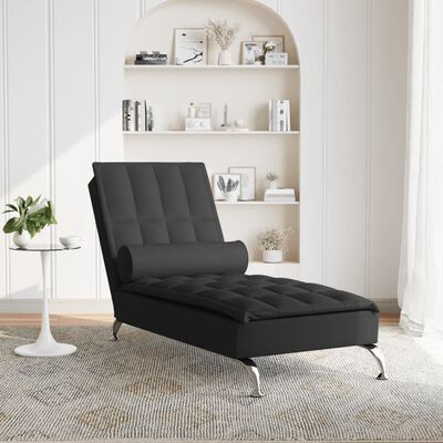 vidaXL Chaise Longue Massaggi con Capezzale Nero in Tessuto