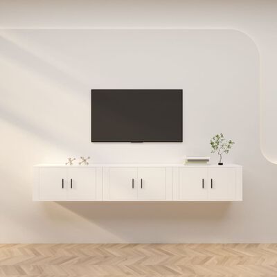 vidaXL Mobili Porta TV a Parete 3 pz Bianco 80x34,5x40 cm