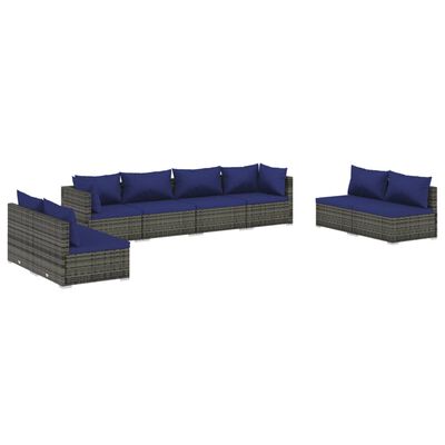 vidaXL Set Divani da Giardino 8 pz con Cuscini in Polyrattan Grigio