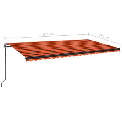 vidaXL Tenda da Sole Retrattile Automatica 600x350 cm Arancio Marrone