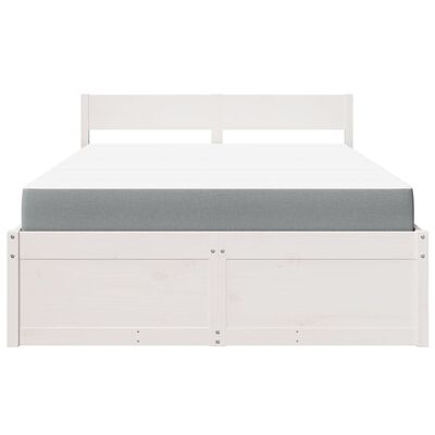 vidaXL Letto Cassetti e Materasso Bianco 140x190cm Legno Massello Pino