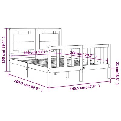 vidaXL Giroletto senza Materasso Bianco 140x200 cm Legno Massello Pino