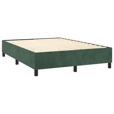 vidaXL Letto a Molle con Materasso e LED Verde Scuro 140x190cm Velluto