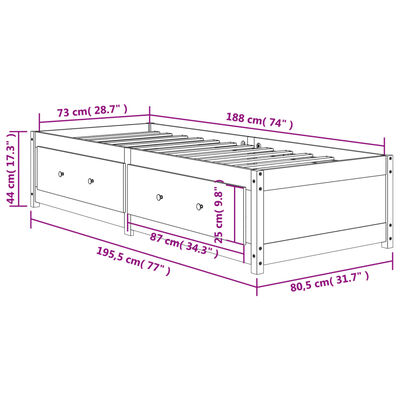 vidaXL Dormeuse Marrone Cera 75x190 cm in Legno Massello di Pino