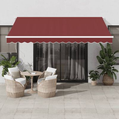 vidaXL Tenda da Sole Retrattile Manuale con LED Bordò 400x300 cm