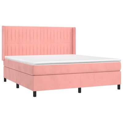 vidaXL Letto a Molle con Materasso e LED Rosa 160x200 cm in Velluto