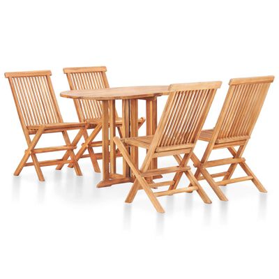 vidaXL Set da Pranzo da Esterno Pieghevole 5 pz Legno Massello di Teak