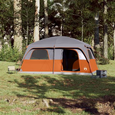 vidaXL Tenda Familiare Cabina 10 Persone Grigia Arancione Impermeabile