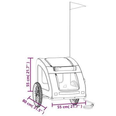 vidaXL Rimorchio da Bici per Animali Nero Oxford e Ferro