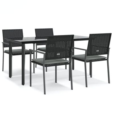 vidaXL Set Pranzo da Giardino 5pz con Cuscini in Polyrattan e Acciaio