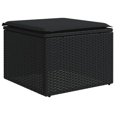 vidaXL Set Divani da Giardino 11 pz con Cuscini in Polyrattan Nero