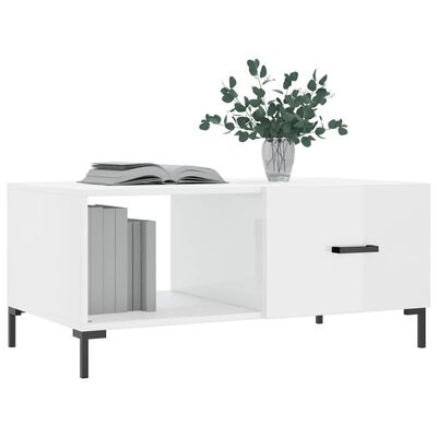 vidaXL Tavolino da Salotto Bianco Lucido 90x50x40 cm Legno Multistrato