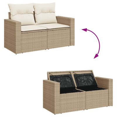 vidaXL Set Divano da Giardino 10 pz con Cuscini Beige in Polyrattan