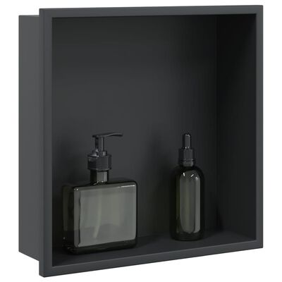 vidaXL Nicchia per Doccia Nero Opaco 32x32x9cm in Acciaio Inox