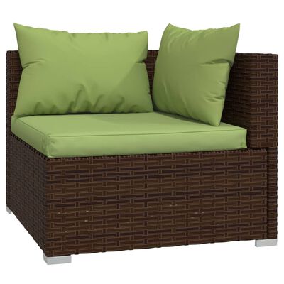 vidaXL Set Divani da Giardino 10 pz con Cuscini in Polyrattan Marrone