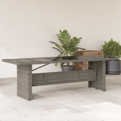 vidaXL Tavolo da Giardino Piano in Vetro Grigio 240x90x75cm Polyrattan