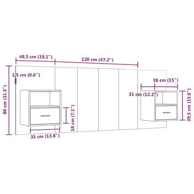 vidaXL Testiera per Letto con Comodini in Legno Multistrato Nero