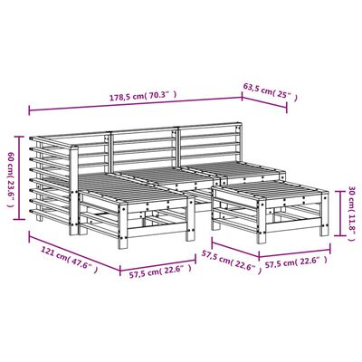 vidaXL Set Salotto da Giardino 5 pz in Legno Impregnato di Pino