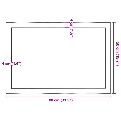 vidaXL Piano per Tavolo 80x50x(2-4) cm Rovere Non Trattato Bordi Vivi