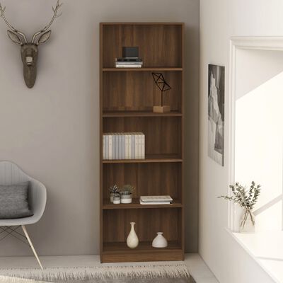 vidaXL Libreria 5 Ripiani Rovere Marrone 60x24x175cm Legno Multistrato