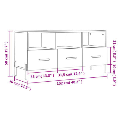 vidaXL Mobile Porta TV Bianco Lucido 102x36x50 cm in Legno Multistrato