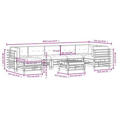 vidaXL Set Divani Giardino 8 pz con Cuscini Legno Massello di Douglas