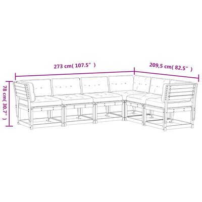 vidaXL Set Divani Giardino 6 pz con Cuscini in Legno Massello di Pino