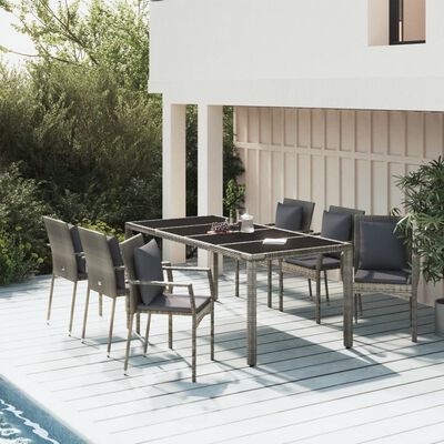 vidaXL Set da Pranzo da Giardino 7 pz con Cuscini in Polyrattan Grigio