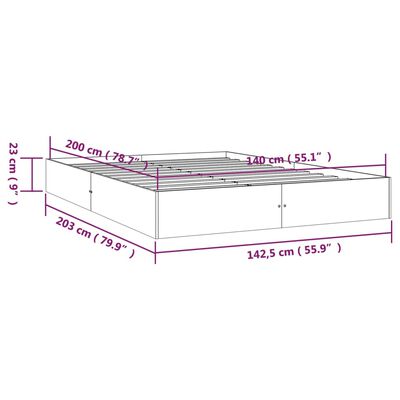 vidaXL Giroletto Bianco in Legno Massello 140x200 cm