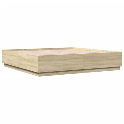 vidaXL Giroletto Cassetti Luci LED Sonoma 200x200 cm Legno Multistrato