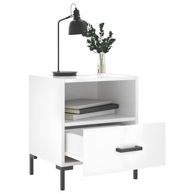 vidaXL Comodino Bianco Lucido 40x35x47,5 cm in Legno Multistrato