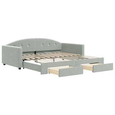 vidaXL Divano Letto Estraibile Cassetti Grigio Chiaro 100x200 Velluto