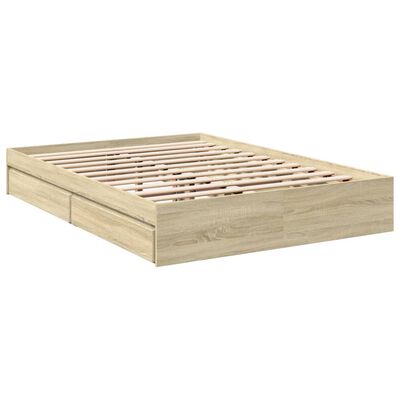 vidaXL Giroletto Cassetti Rovere Sonoma 140x190 cm Legno Multistrato