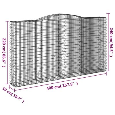 vidaXL Cesti Gabbioni ad Arco 15 pz 400x50x220/240 cm Ferro Zincato