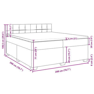 vidaXL Giroletto a Molle con Materasso Grigio Chiaro 200x200cm Velluto