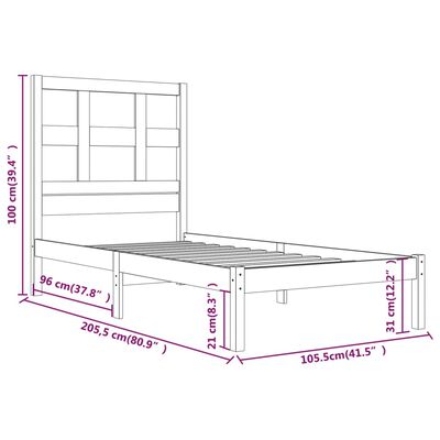 vidaXL Giroletto ambra in Legno Massello di Pino 100x200 cm