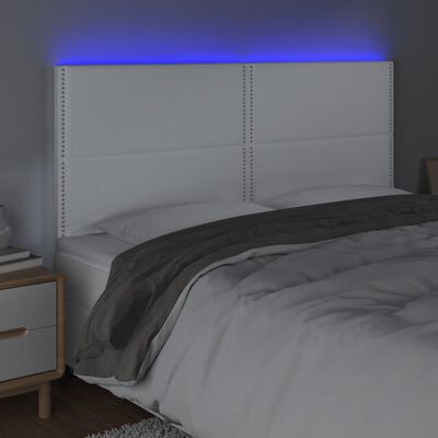 vidaXL Testiera a LED Bianco 180x5x118/128 cm in Similpelle