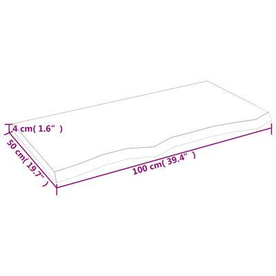 vidaXL Piano Bagno Marrone Scuro 100x50x(2-4)cm Legno Trattato