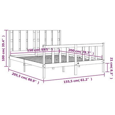 vidaXL Giroletto con Testiera Bianco King Size in Legno Massello