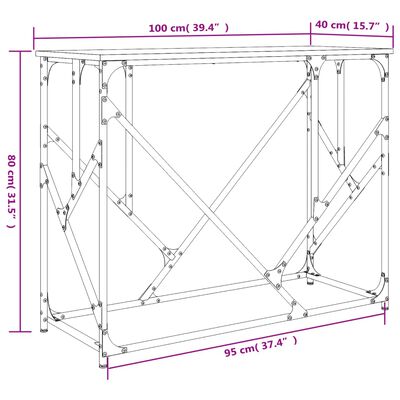 vidaXL Tavolino Consolle Nero 100x40x80 cm in Legno Multistrato