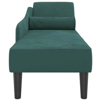 vidaXL Chaise Longue con Cuscini Verde Scuro in Velluto