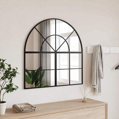 vidaXL Specchio da Parete Nero 80x80 cm Arco in Ferro